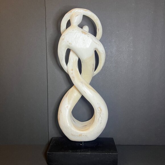 Abstract Wooden Romantic Couple Hugging Expressionism Art Statue Sculpture 17" - Picture 5 of 6